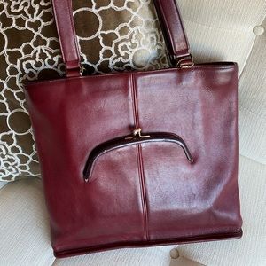 Coach Vintahe Kisslock Tote Shopper Burgundy